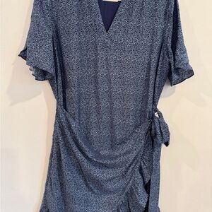 Blue Floral Wrap Dress